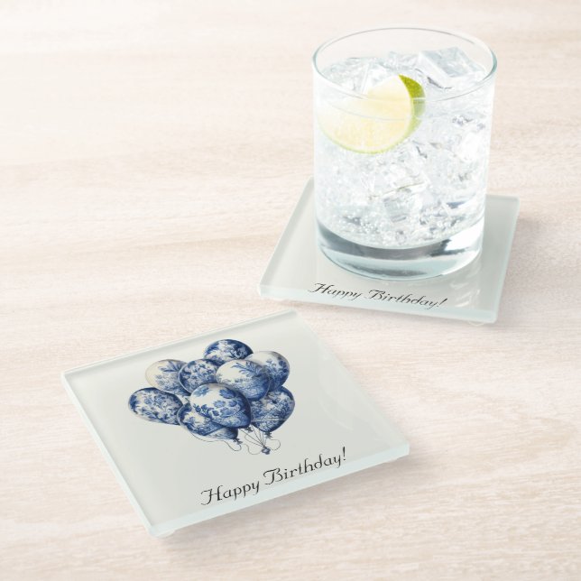 Posavasos De Vidrio Personalizable Delft Blue Balloons (Angular)