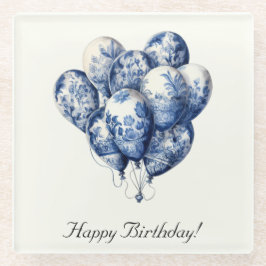 Posavasos De Vidrio Personalizable Delft Blue Balloons