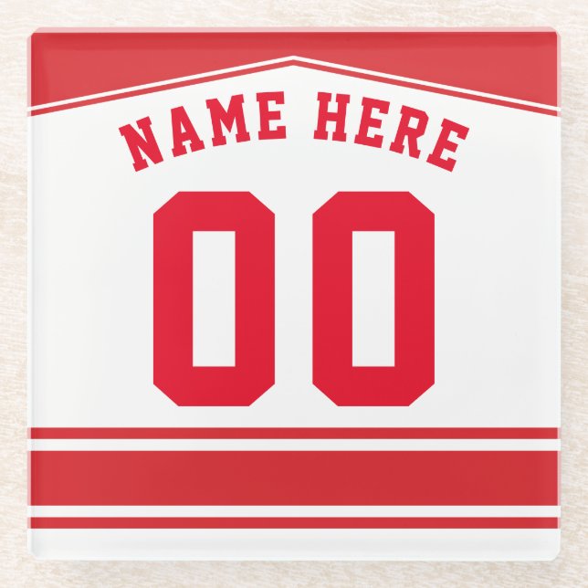 Posavasos De Vidrio Personalizable Jersey Coaster, Lacrosse de hockey (Anverso)