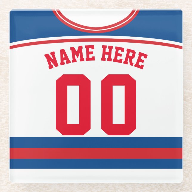Posavasos De Vidrio Personalizable Jersey Coaster, Lacrosse de hockey (Anverso)