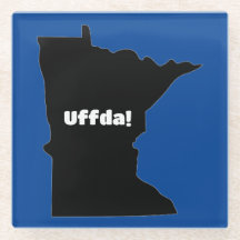 Personalizable Uffda Minnesota Glass Coaster