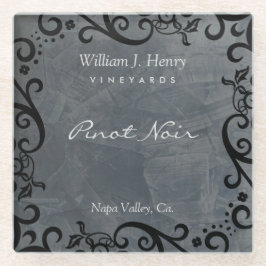 Posavasos De Vidrio Personalización De La Slate Y El Black Scroll Wine