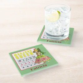Posavasos De Vidrio Personalizada la reina Kitschy Mahjong