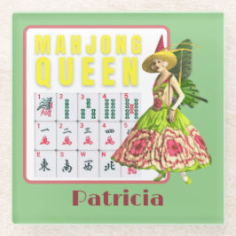 Posavasos De Vidrio Personalizada la reina Kitschy Mahjong