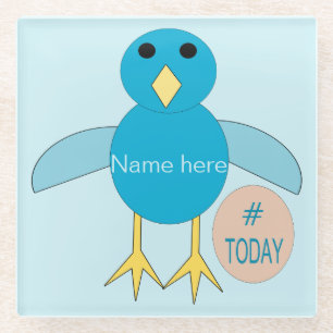 Posavasos De Vidrio Personalizado Blue Birthday Boy Chick Glass Coaste
