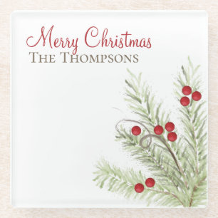 Posavasos De Vidrio Personalizado Botánico Rústico Acuático Vacacional