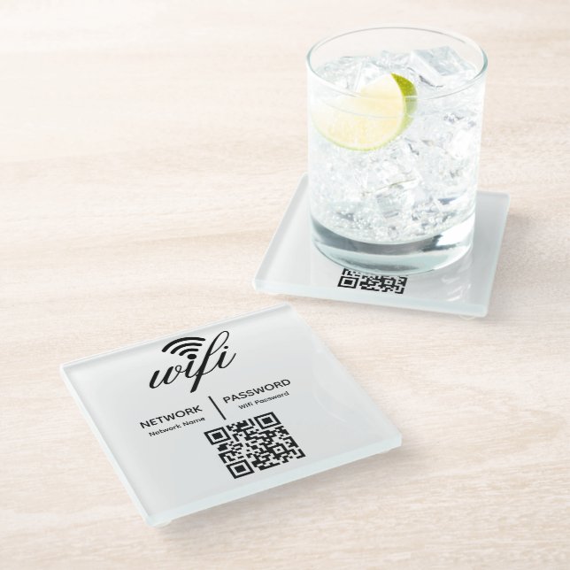 Posavasos De Vidrio Personalizado Branded Hotel Wifi Password QR Code (Angular)