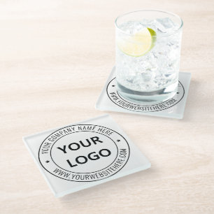 Posavasos De Vidrio Personalizado Business Logo Text Company Glass Coa