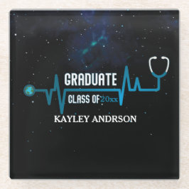 Posavasos De Vidrio Personalizado Clase De 2025 Futuro Médico