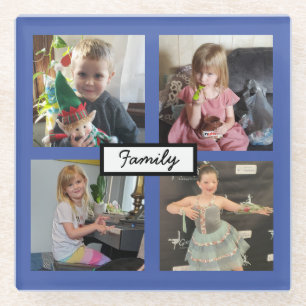 Posavasos de Vidrio Personalizado con Fotos Famili