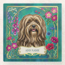 Posavasos de vidrio personalizado con Lhasa Apso d