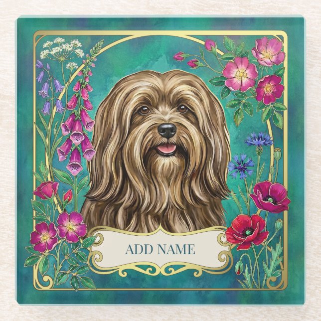 Posavasos de vidrio personalizado con Lhasa Apso d (Anverso)