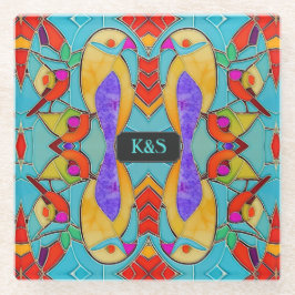 Posavasos De Vidrio Personalizado de baldosas de vidrio coloridas para