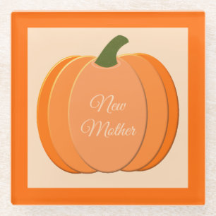 Posavasos De Vidrio Personalizado de calabaza neutra de género Naranja