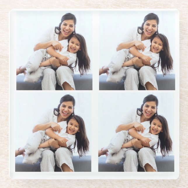 Posavasos De Vidrio Personalizado de fotos de collage personalizado de (Anverso)