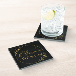 Posavasos De Vidrio Personalizado de negro y dorado