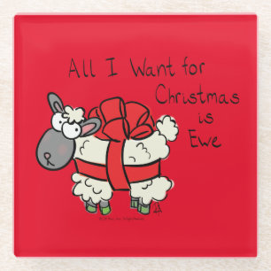 Posavasos De Vidrio Personalizado de ovejas de Navidades curados