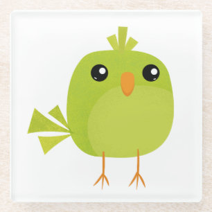 Posavasos De Vidrio Personalizado de pájaro verde