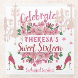 Posavasos De Vidrio Personalizado de zapatos de tacón alto con flor ro