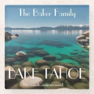 Posavasos de vidrio personalizado del lago Tahoe  