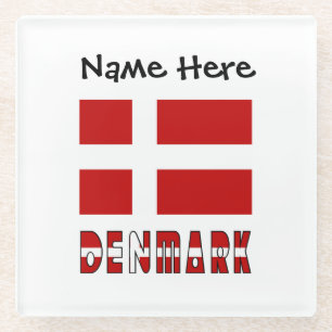 Posavasos De Vidrio Personalizado Dinamarca y bandera danesa