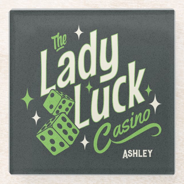 Posavasos De Vidrio Personalizado El Casino Lady Luck (Anverso)