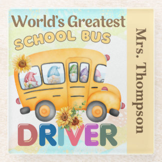 Posavasos De Vidrio Personalizado el mejor conductor de autobús escola