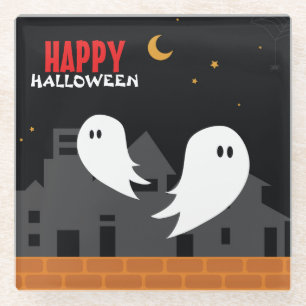 Posavasos De Vidrio Personalizado fantasmal de Halloween