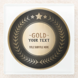 Posavasos De Vidrio PERSONALIZADO IMPRIMIR DIY MEDAL Gold #1 Campeón E