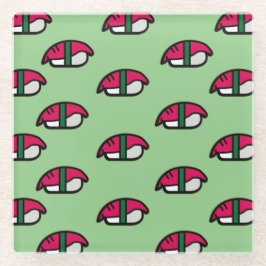 Posavasos De Vidrio Personalizado Kawaii Sushi, Arroz de Pescado y Alg