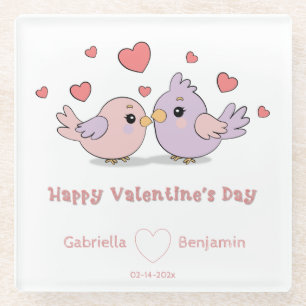 Posavasos De Vidrio Personalizado lindo amoríos corazones rosas San Va