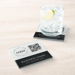 Posavasos De Vidrio Personalizado logotipo comercial Código QR y profe