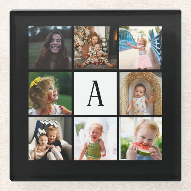 Posavasos De Vidrio Personalizado Montaje fotográfico de fotomontaje e (Anverso)