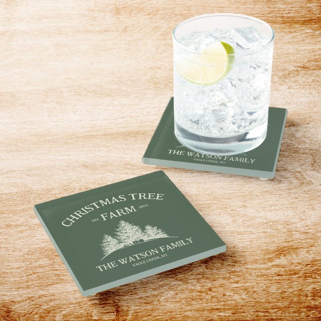 Posavasos De Vidrio Personalizado Nombre Familia Navidad Árbol Granja  (Subido por el creador)