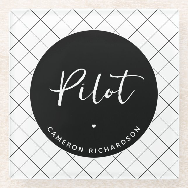 Posavasos De Vidrio Personalizado Piloto de graduación de la Escuela d (Anverso)