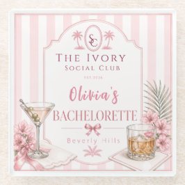 Posavasos De Vidrio personalizado Rosa Lux Despedida de soltera bridal