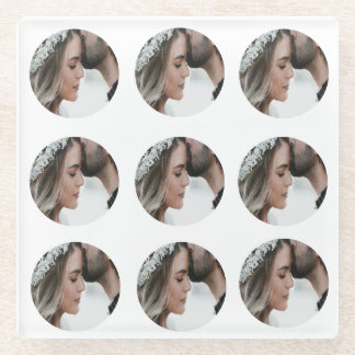 Posavasos De Vidrio personalizado simple añadir collage de fotos circu