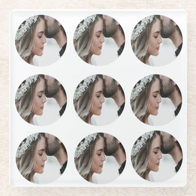 Posavasos De Vidrio personalizado simple añadir collage de fotos circu (Anverso)