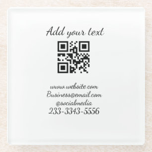 Posavasos De Vidrio personalizado simple código QR agregar su nombre t