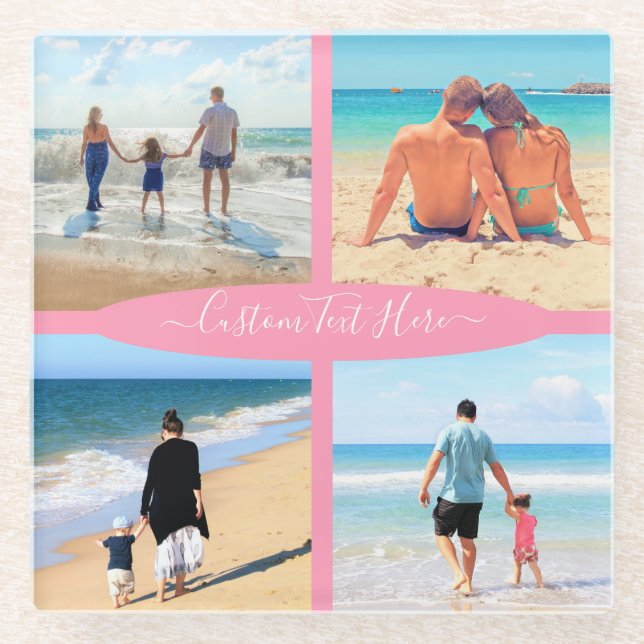 Posavasos De Vidrio Personalizado Su Collage de fotos De Vidrio Con Te (Anverso)