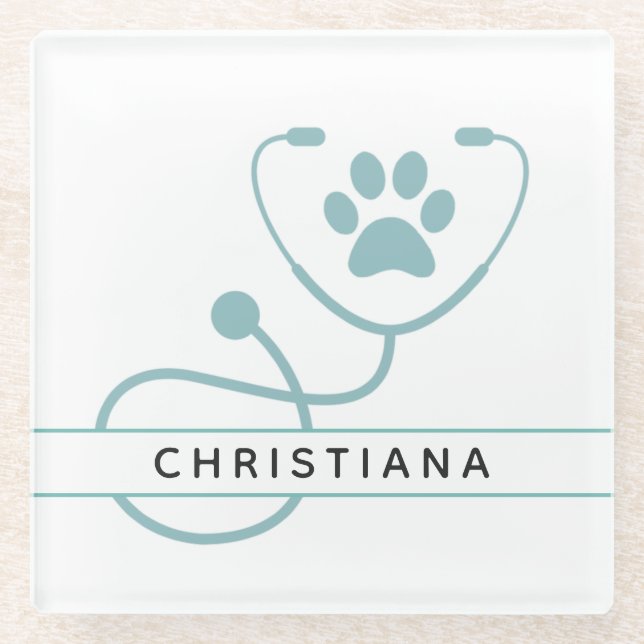 Posavasos De Vidrio Personalizado Veterinarios (Anverso)