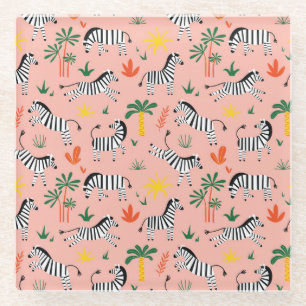 Posavasos De Vidrio Personalizado Zebras Gracioso Patrón sin Marea