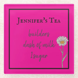 Posavasos De Vidrio Personalizar de preferencias de café o té rosado c