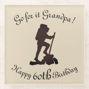 Posavasos De Vidrio Personalizar este excursionismo Feliz 60 cumpleaño