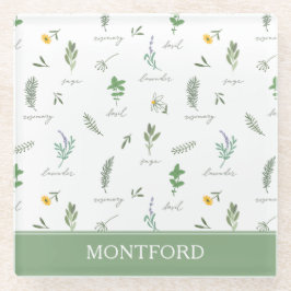 Posavasos De Vidrio Personalized Kitchen Garden Botanical