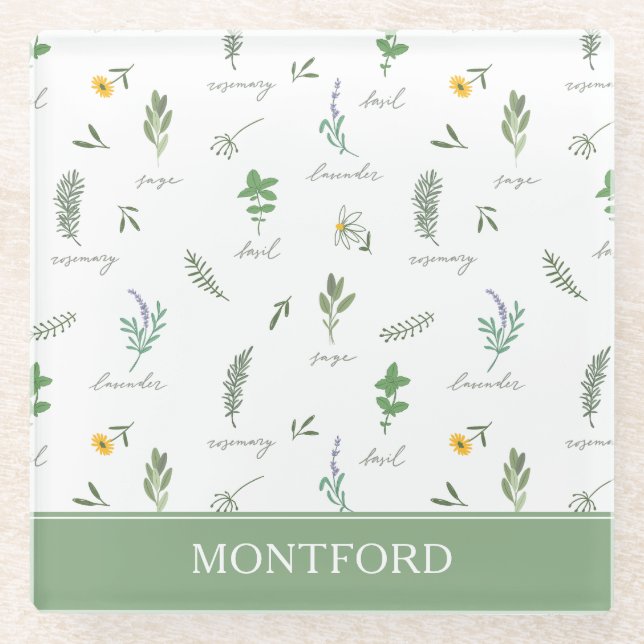 Posavasos De Vidrio Personalized Kitchen Garden Botanical (Anverso)