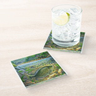 Posavasos De Vidrio Pescado del río Montaña