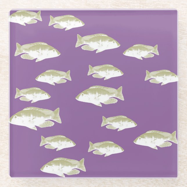Posavasos De Vidrio Pescado morado (Anverso)