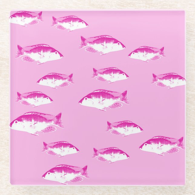Posavasos De Vidrio Pescado rosa (Anverso)