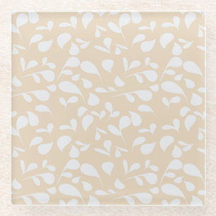 Posavasos De Vidrio Pétalos   Coral y Blanco
